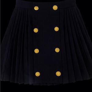 Hutch Black Pleated Skater Skirt with Gold Buttons